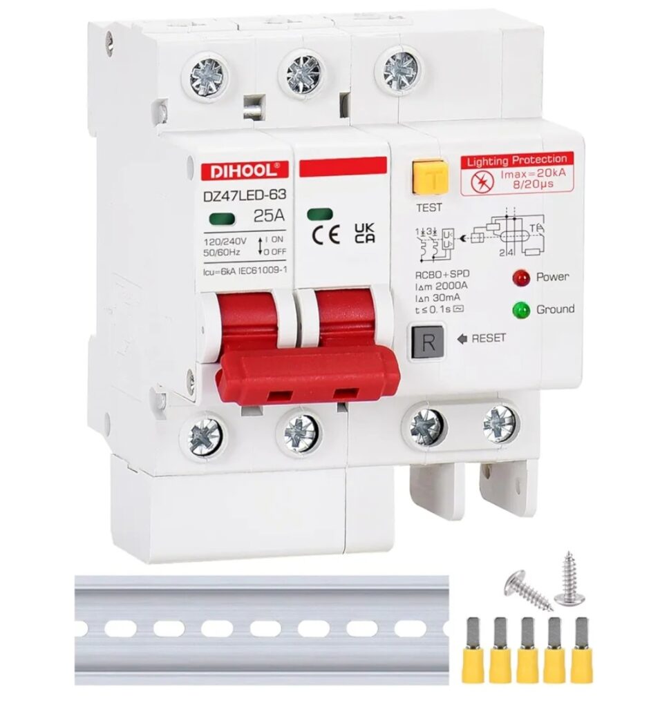 Breaker AC 25A + Sobretensión transitoria + diferencial