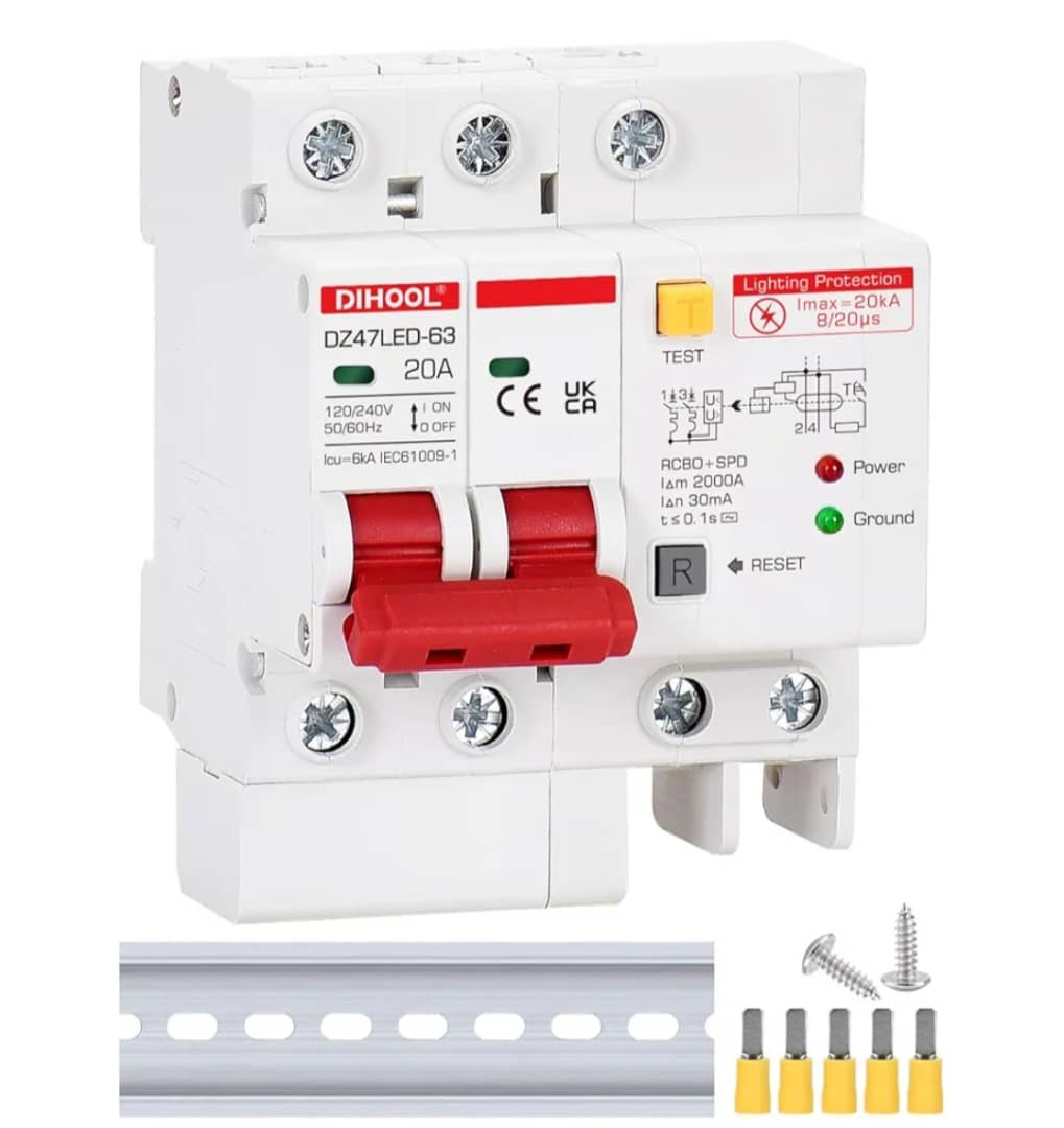 Breaker AC 20A + Sobretensión transitoria + Diferencial