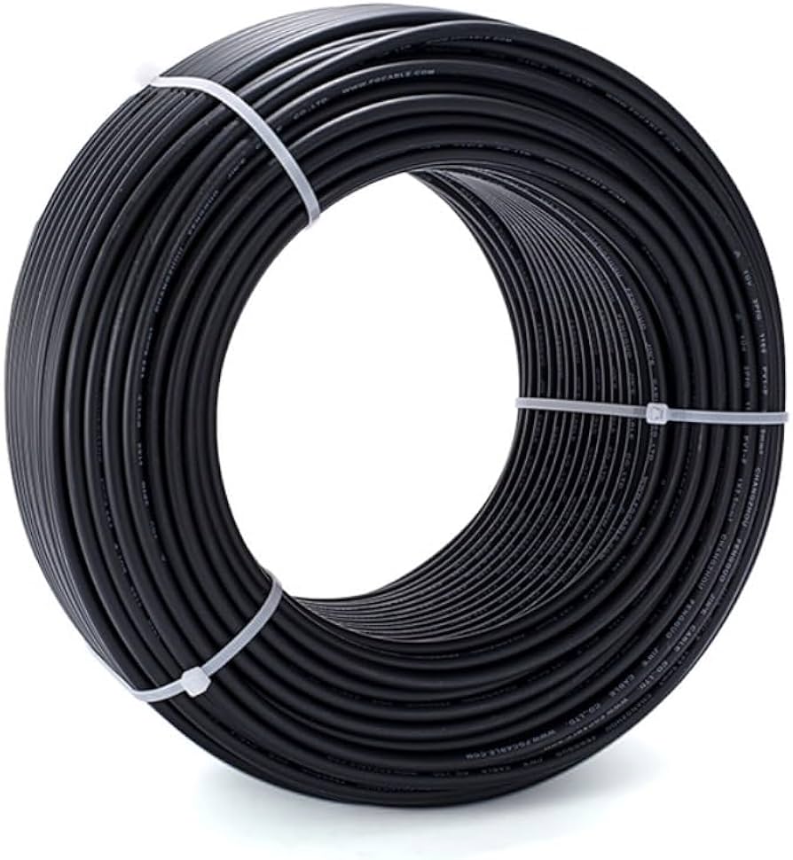 Rollo de 100 metros cable solar negro 6mm² 10AWG 1500VDC