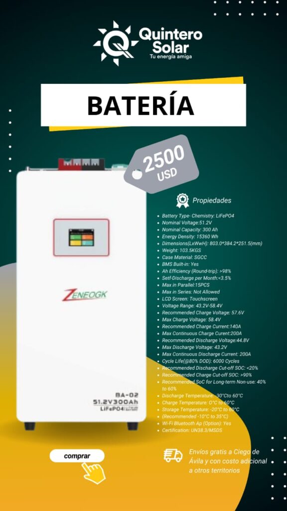 Batería de LifePo04 51.2V 300Ah